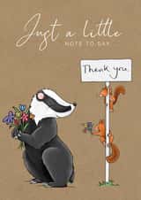 Cute Thank You Card - Badger and Squirrels created by Lucy Driver