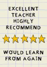 Teacher Review Card created by Rosie Johnson Illustrates