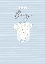 Very cute new baby boy card - contemporary/modern - baby vest created by Laura Darrington Design Ltd.