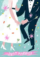 Beautiful Illustrated Wedding Card - Dancing - Just Married created by Yan Yu Lee