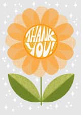 Cute Thankyou card - Retro Sunflower _ Thankyou created by Louise Brainwood