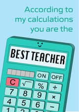 Best Maths Teacher Calculator Thank You Card created by Simply Nix