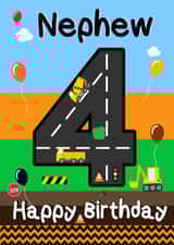Cute digger Happy 4th Birthday Nephew Card created by Kerrylovescards