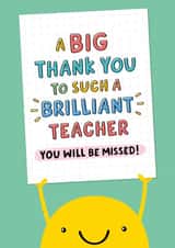 Cute Thank You Teacher Miss You Card created by Macie Dot Doodles