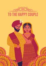 Cute Indian Couple Illustration - Wedding or Engagement Card created by Ink Icons
