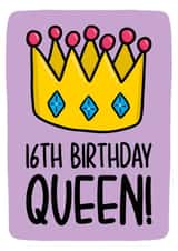 16th Birthday Card | Cute Queen Card created by TeePee Creations