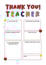 Cute fill in the blanks thank you teacher card created by BeauPrintBoutique