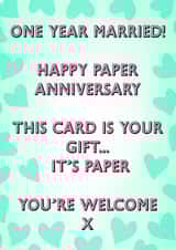 Cheeky Anniversary Card - 1st - Paper created by Poppy & Mabel 