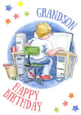 Grandson computer birthday card created by Kate Garrett