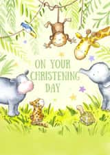 Cute Christening Card - Jungle Animals created by Kate Garrett
