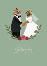 Pretty cute animal tiger wedding card created by Lily and Daisy