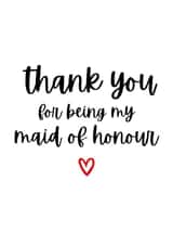 Thank you maid of honour wedding bridesmaid thanks created by Amy (Hedgecards)