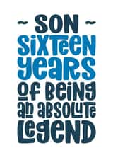 Son 16th Birthday Card - Absolute Legend created by Waffle & Faff