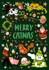 Merry Catmas! A cat themed Christmas card created by Jess Hislop