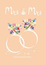 Pretty Wedding Card - Mrs & Mrs - Floral Rings created by SABIVO Design by Sabina