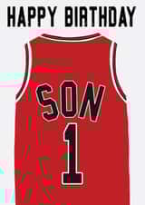 Chicago Bulls Inspired, Basketball Jersey Birthday Card For A Number One Son created by Courtside