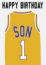 LA Lakers Inspired, Basketball Jersey Birthday Card For A Number One Son created by Courtside