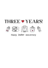 Cute Three Year Anniversary Card - Leather Anniversary - Three Years Married! created by Letters & Lines