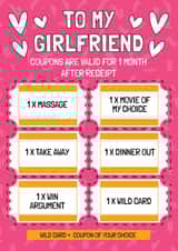 Funny Anniversary Card - Girlfriend - Voucher/Coupon created by AbiGoLucky
