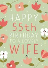 Pretty Birthday Card - 55th - Wife created by Juniper and Rose Studio