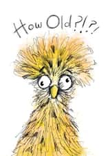 Funny Birthday card - How Old? created by Brush and Brew Illustrations