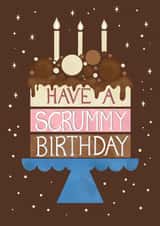 Cute Birthday Card - Chocolate Cake - Have a Scrummy Day created by Louise Brainwood