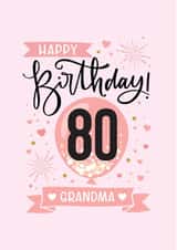 Classic Birthday Card - 80th - For Grandma created by Little Red Cherry