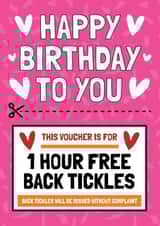 Funny and Sweet Birthday Card - Back Tickles Voucher created by AbiGoLucky