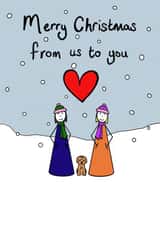 Cute LGBTQ+ Christmas card From us and dog to you created by RaeCreates2021
