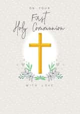 Stylish modern contemporary Holy Communion card, to celebrate your 1st. created by Laura Darrington Design Ltd.