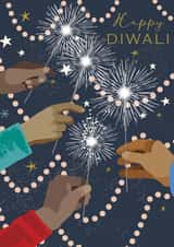 Stylish modern contemporary Happy Diwali card created by Laura Darrington Design Ltd.