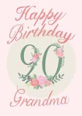 Pretty 90th Brithday Card for Grandma created by Fantastical Fun Shop