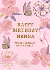 Pretty Birthday card for nanna - floral print - You're The Heart Of Our Family created by Soulful Scribble