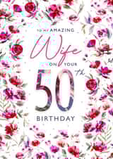 Classic Wife 50th birthday - painted floral frame created by Rebecca Prinn