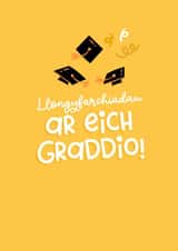 Congratulations on your graduation Welsh Card! Llongyrafchiadau ar eich graddio! created by Queen B & Co.