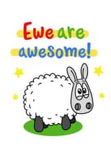 Cute and punny sheep card - you are awesome created by Eweniverse