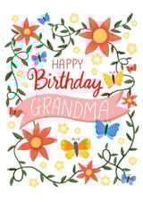 Pretty Birthday Card - For Grandma - Butterfly created by Fox Card Co