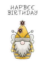 HAP’BEE Birthday card- Bumble Bee inspired Gnome sharing Birthday wishes created by Bonny Shatwell