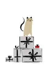 Cute Christmas card for cat lovers - smiling cat created by Purpose & Worth etc