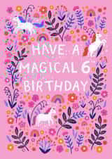 Happy 6th Birthday - Pink Magical Unicorn Girls Card created by Pear Tree Press