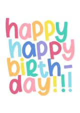 Happy Birthday Card for Friends or Family - Colourful and Bright, Hand Lettered created by Coco and Moo