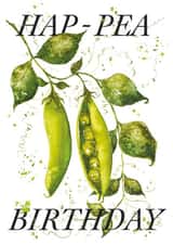 Watercolour peas birthday pun card - Hap-Pea Birthday created by studio frewb