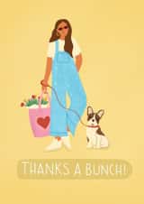 Thanks a bunch! Flower frenchie thank you card created by Emma Tobey Illustration