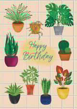 Plant Lover birthday card - plant power - gardening - gardener birthday card created by Rainee Collections