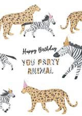 Unisex Birthday Card - Party Animals created by Green Elephant Cards