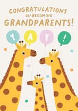 New Grandparents Card - Giraffes and Balloons - Congratulations New Grandparents created by Pixie Studio