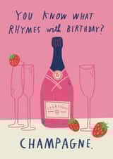 Funny Birthday Card - Champagne Lovers - Champagne & Strawberries created by Alice Mole Illustration