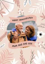Personalised Anniversary Photo Card created by Evie Garnett Designs - floral parents Anniversary Personalised Photo Card 11874