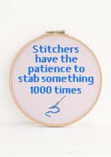 A sewing ralated card for the stabby stitcher. Cross stitch inspired embroidery. created by NaviStitch