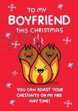 Funny and Rude Christmas Card - Boyfriend - Roast Chestnuts created by NICHOLA COWDERY ILLUSTRATIONS 